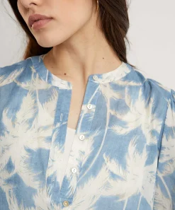 0039 Blusa De Gasa De Algodon Italia Palmeras Anni