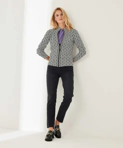 * Cardigan Con Cremallera Y Estampado Jacquard Retro