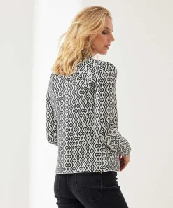* Cardigan Con Cremallera Y Estampado Jacquard Retro