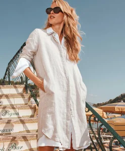 0039 Italia Vestido Camisero Lino Gracia