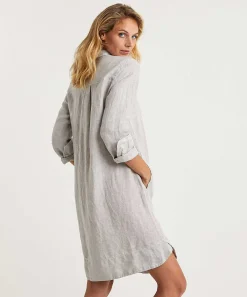 0039 Italia Vestido Camisero Lino Gracia