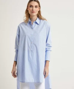 0039 Italy Vestido Camisero De Popelina Con Rayas Avery