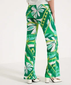 Ana Alcazar Pantalon Slinky Estampado Hojas Retro
