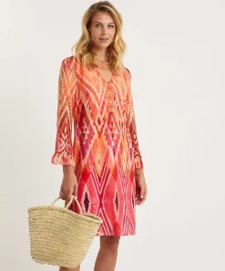 Ana Alcazar Vestido De Malla Estampado Ikat Perlas