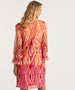 Ana Alcazar Vestido De Malla Estampado Ikat Perlas
