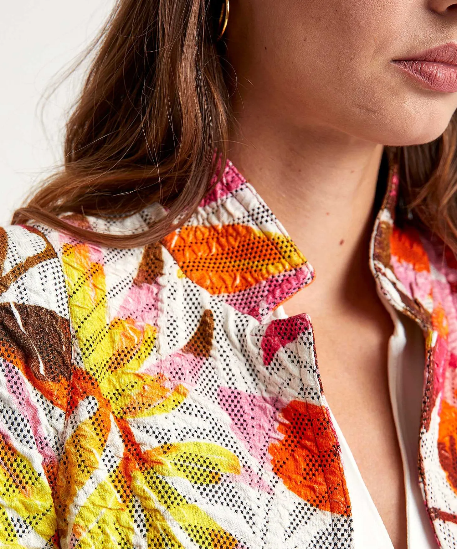 Blazer Estructurado Con Estampado De Hojas De Ml Collections