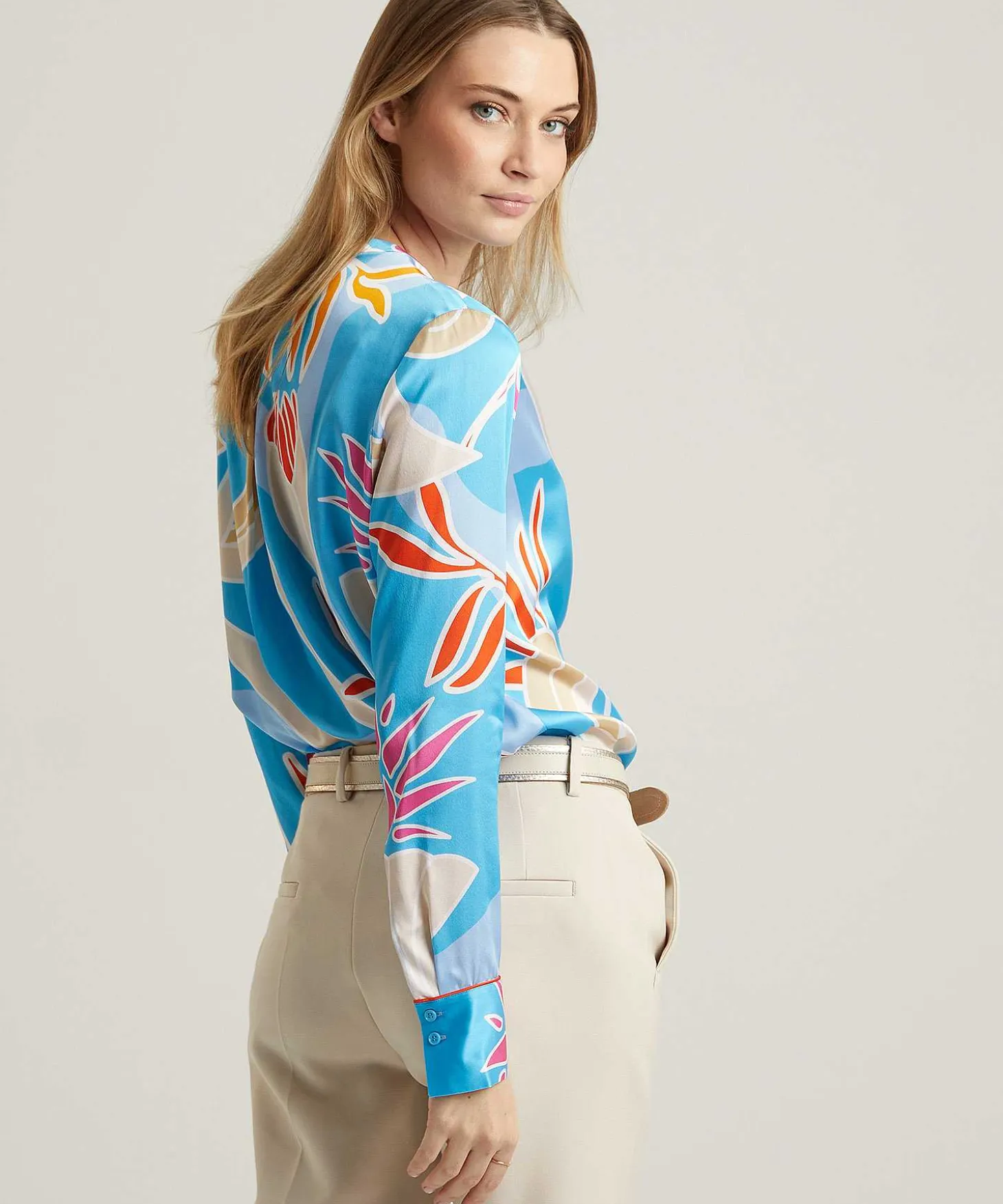 Blusa Angelegenheit De Herzen'S Seda Estampado Acuario