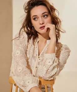 Blusa Caroline Biss De Tela De Encaje