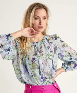 Blusa Con Estampado Floral Y Borde De Volante De Marc Cain