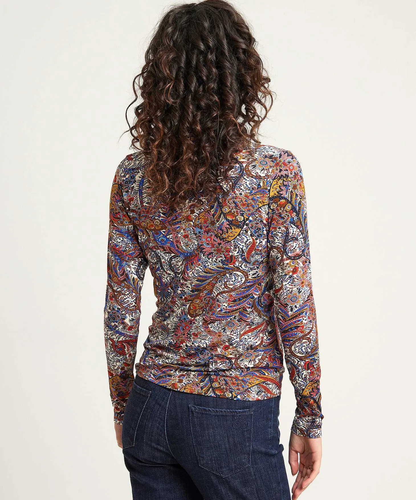 Blusa De Punto * Con Estampado De Cachemira