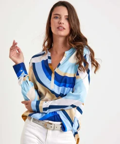 Blusa De Seda Angelegenheit De Herzen Con Estampado De Remolinos