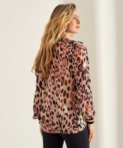 Blusa Deportiva De Gasa Con Estampado De Pantera De Marc Cain