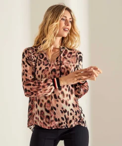 Blusa Deportiva De Gasa Con Estampado De Pantera De Marc Cain