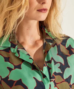 Blusa Lasalle Estampado Hojas Seda New York