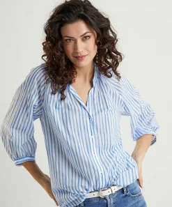 Blusa Louis And Mia De Voile De Algodon A Rayas