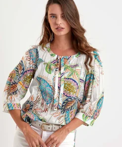 Blusa Marc Cain Estampado Hojas Multicolor