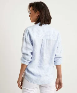 Blusa Moscu Lino Rayas Botones