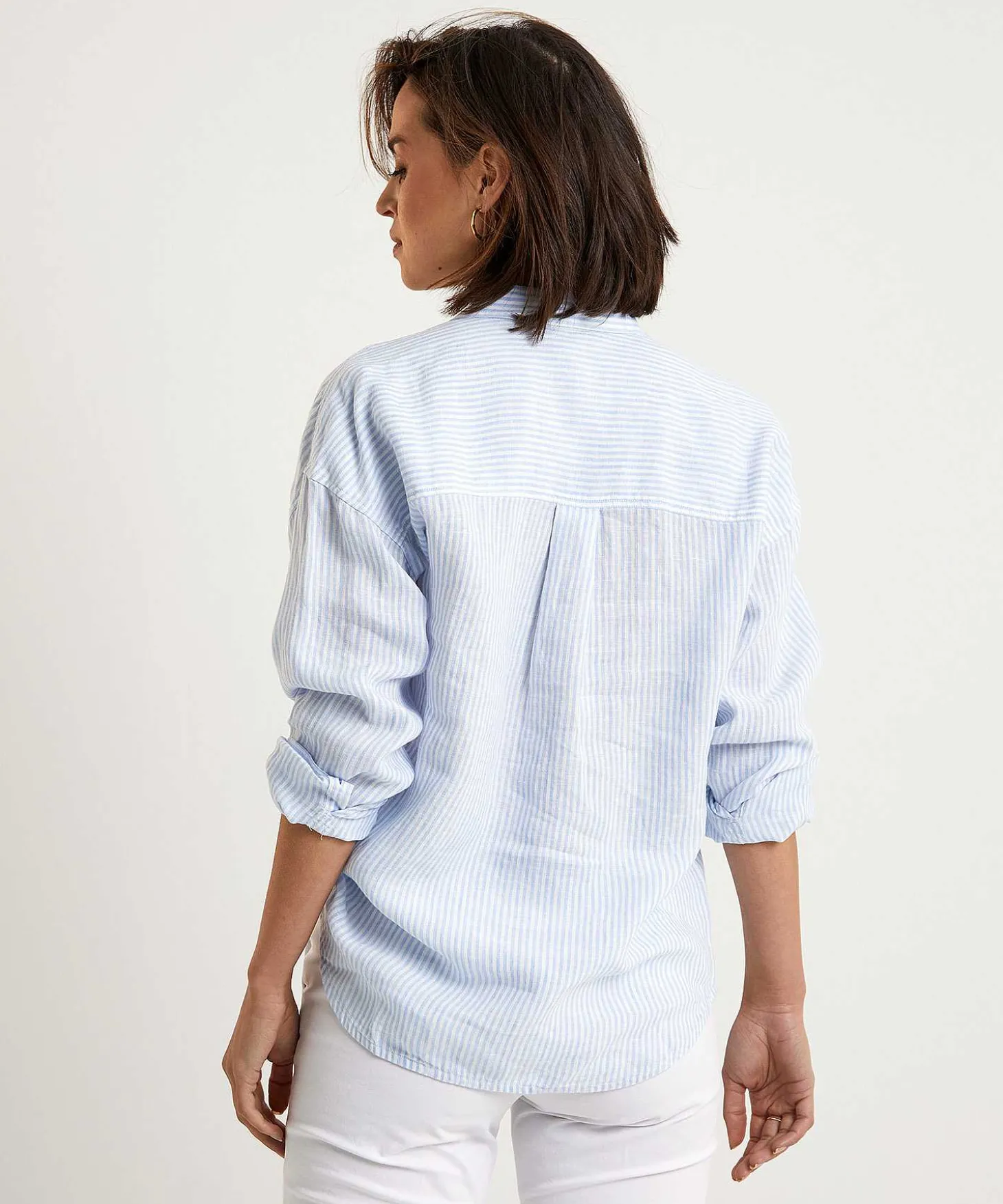 Blusa Moscu Lino Rayas Botones