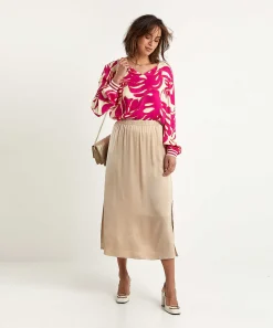 Blusa Sedosa Oui Con Estampado De Hojas