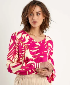Blusa Sedosa Oui Con Estampado De Hojas
