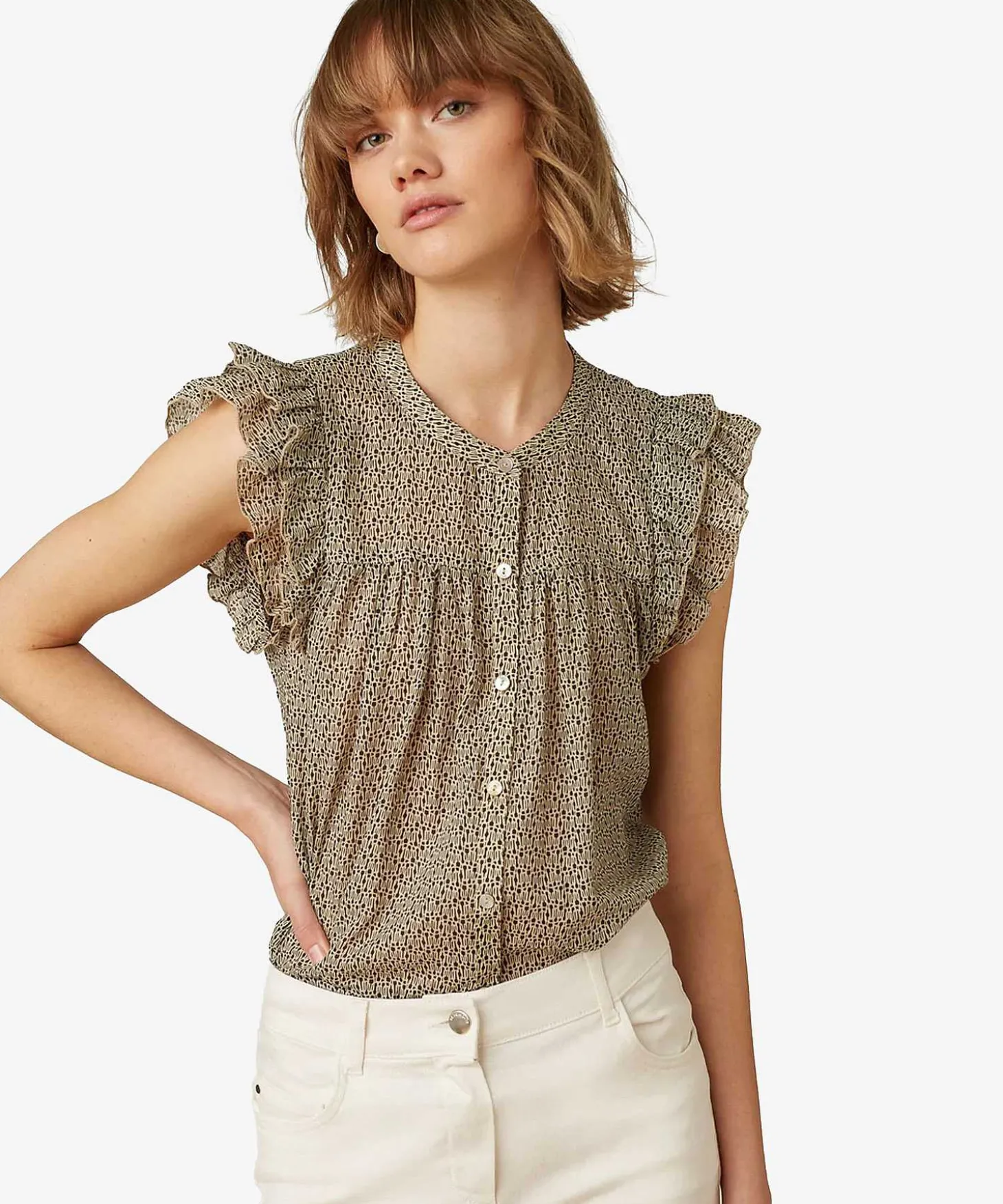 Blusa Sin Mangas Beaumont Con Estampado Grafico