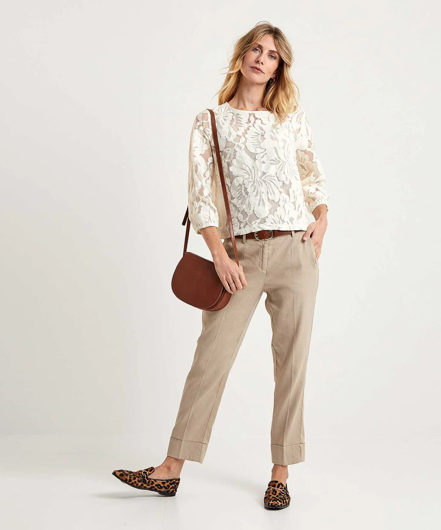 Cambio Pantalon Cropped Mezcla Lino Krystal