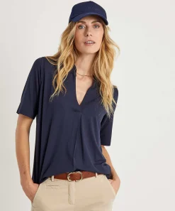 Camisa Con Cuello De Pico Plisado De *