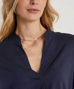 Camisa Con Cuello De Pico Plisado De *