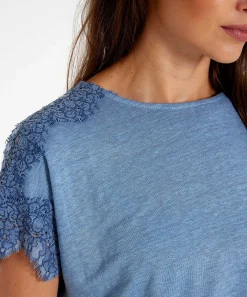 Camisa Emotions De Lino Con Hombros De Encaje
