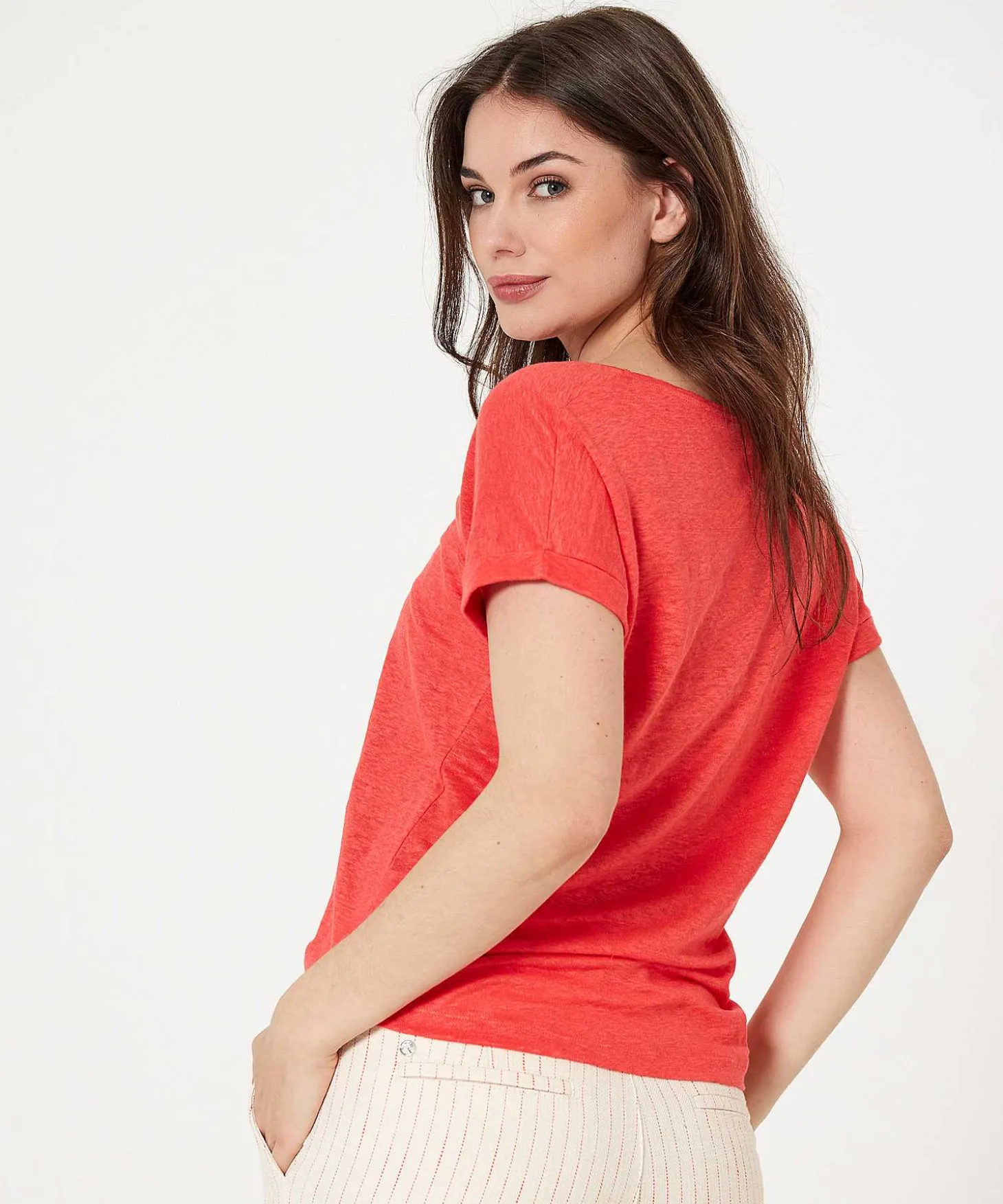 Camisa Giulia E Tu De Lino Con Cuello En V
