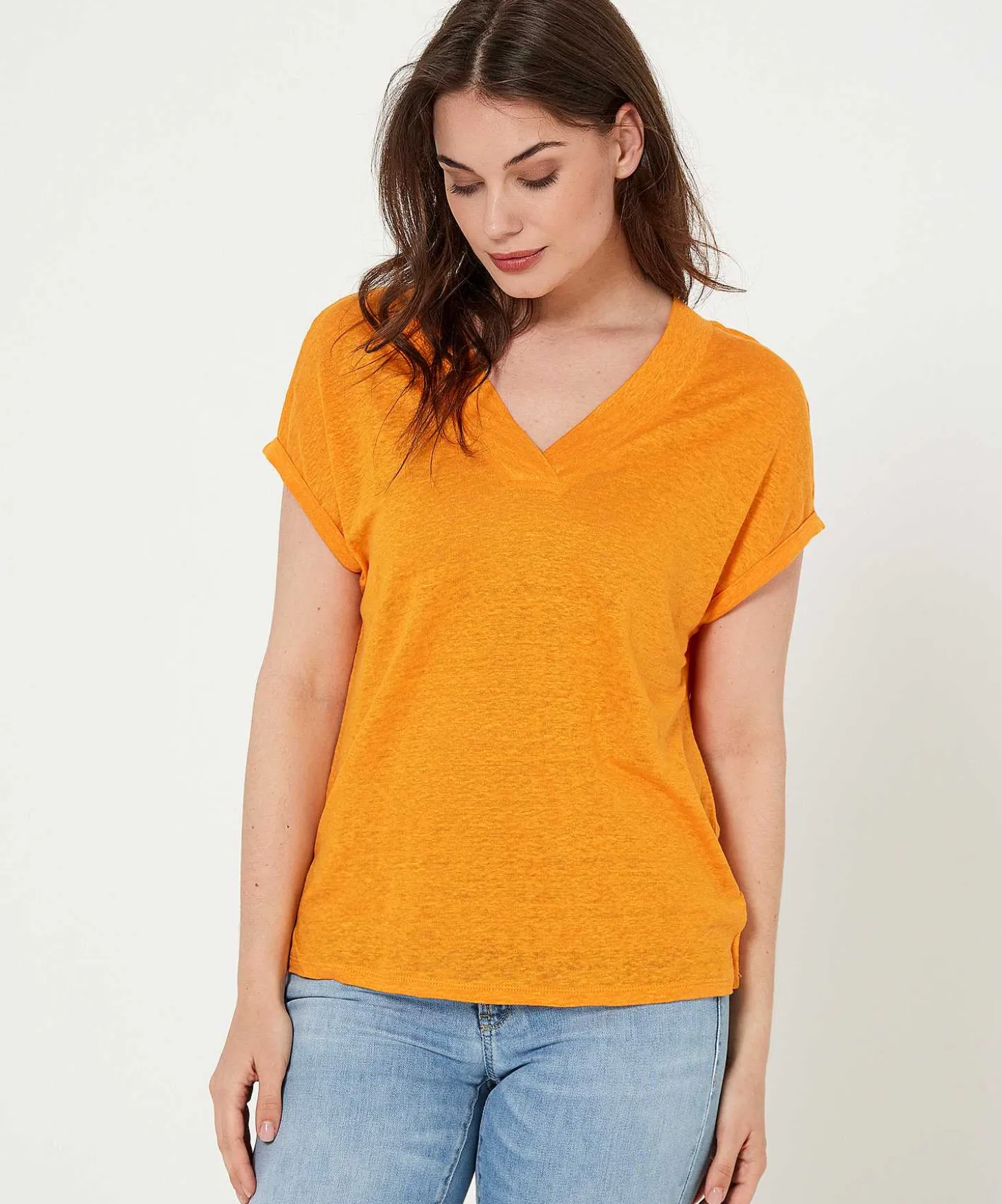 Camisa Oui Lino Cuello Pico