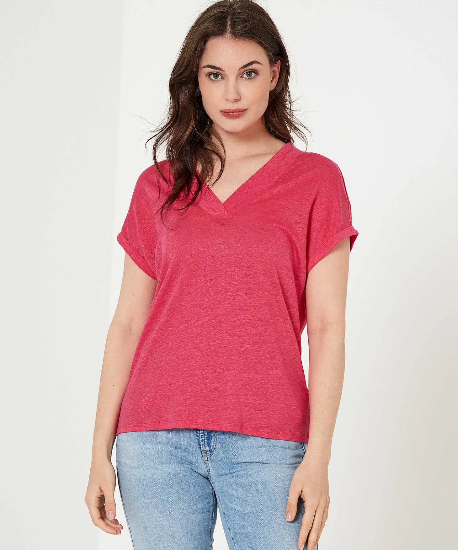 Camisa Oui Lino Cuello Pico