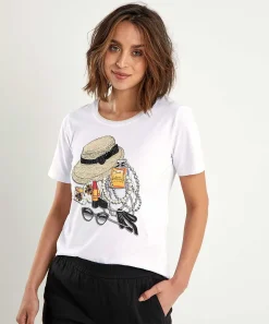 Camiseta Leo & Ugo Con Estampado Fashion Y Perlas