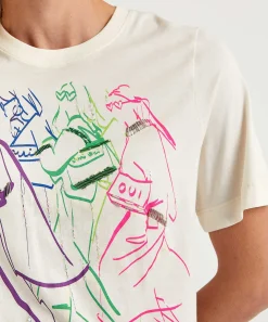 Camiseta Oui Estampado De Moda Cuentas Multicolor