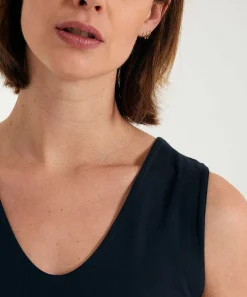 Camiseta Sin Mangas Con Doble Panel Y Cuello En V De * Essentials