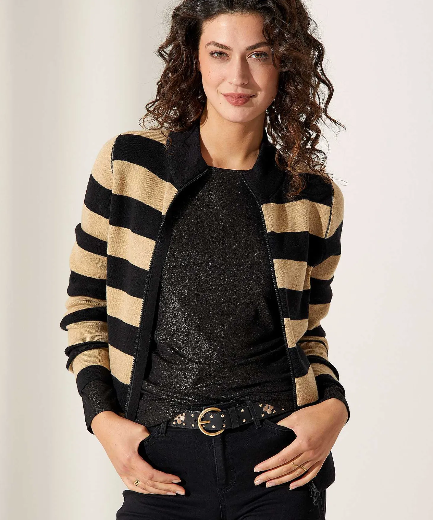 Cardigan Con Cremallera * A Rayas