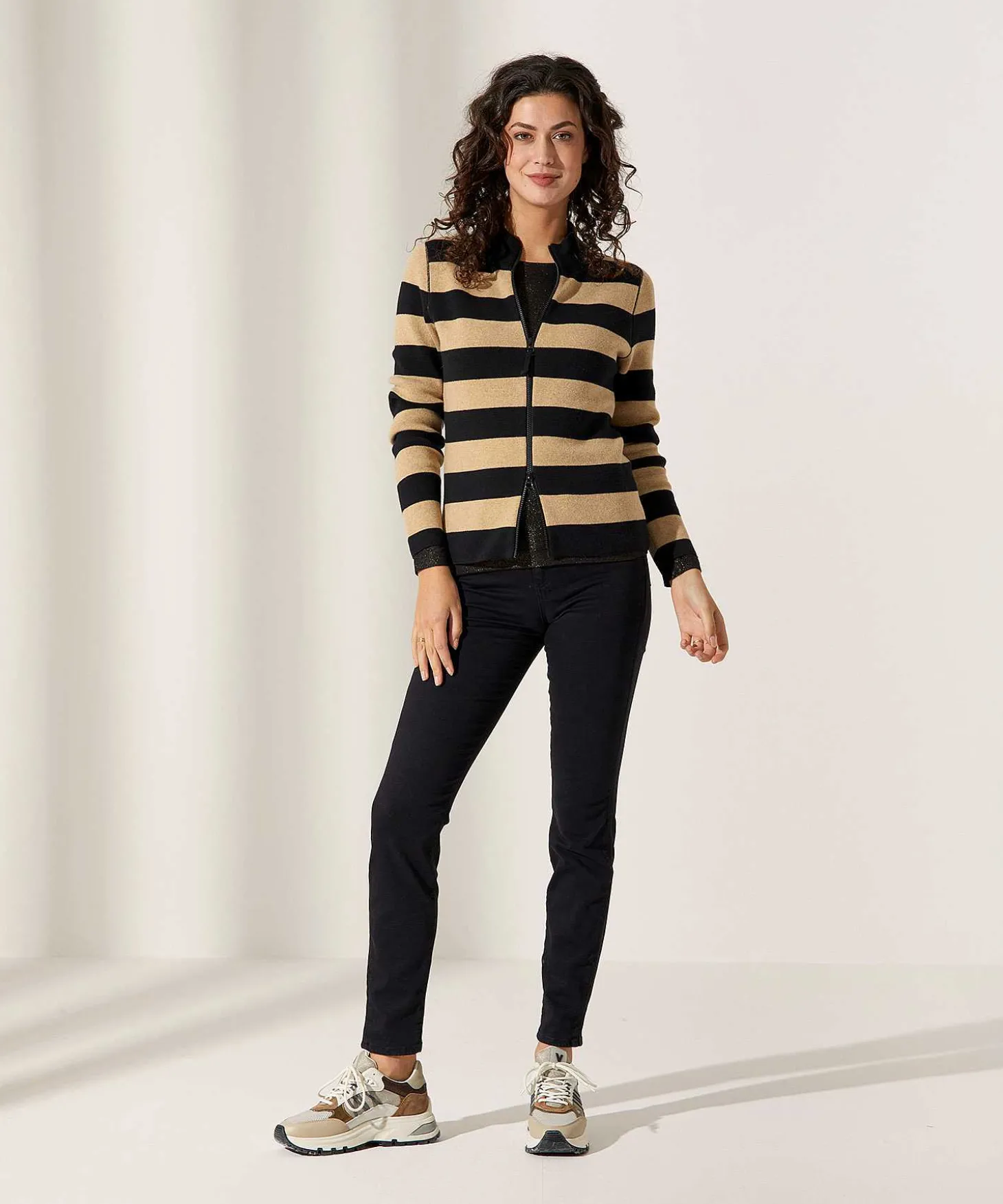 Cardigan Con Cremallera * A Rayas