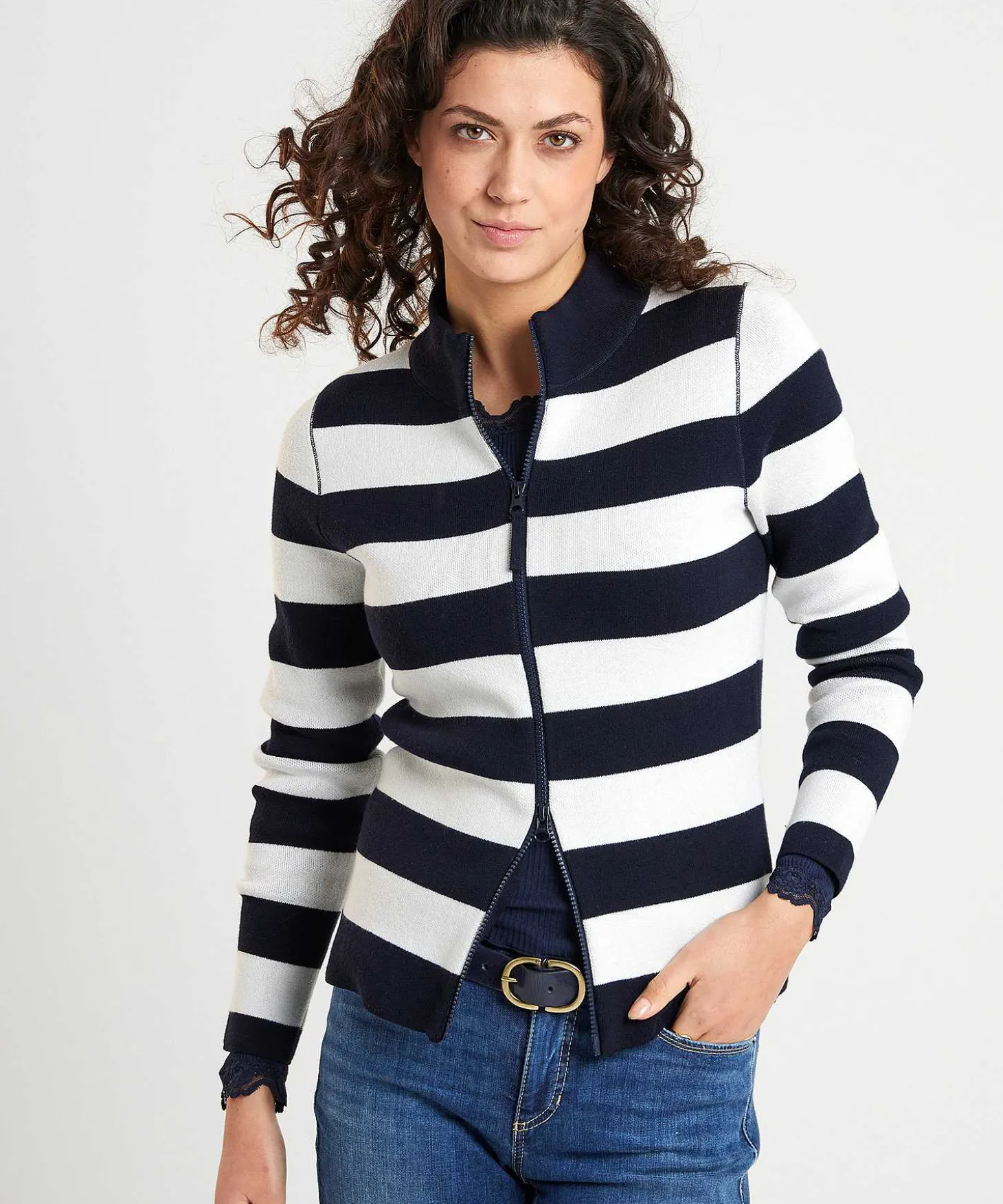 Cardigan Con Cremallera * A Rayas