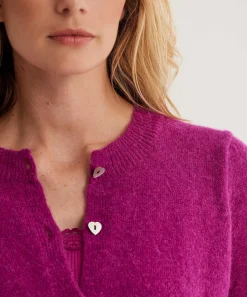 Cardigan Giulia E Tu Con Botones De Corazon Y Mangas Abullonadas