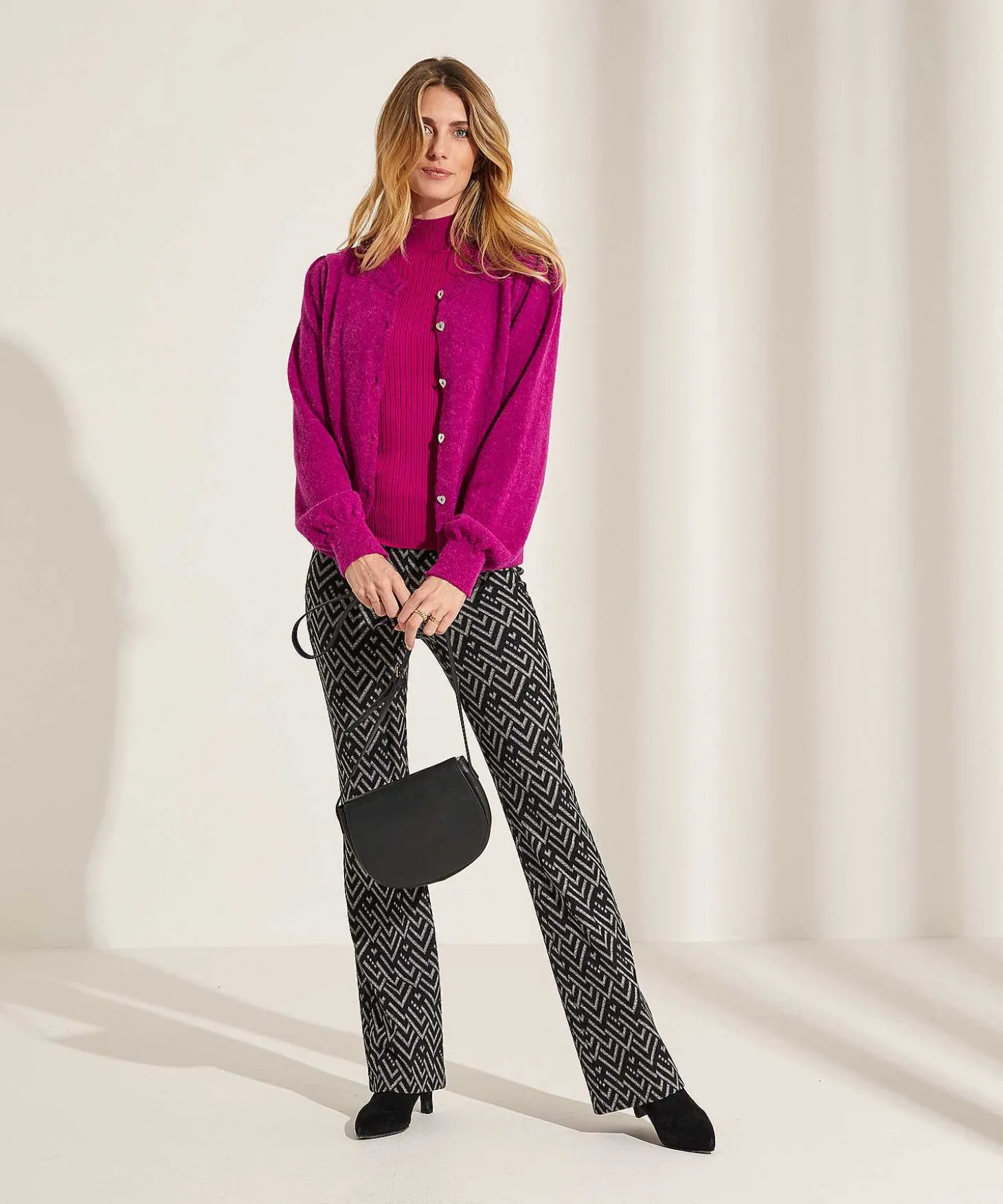 Cardigan Giulia E Tu Con Botones De Corazon Y Mangas Abullonadas
