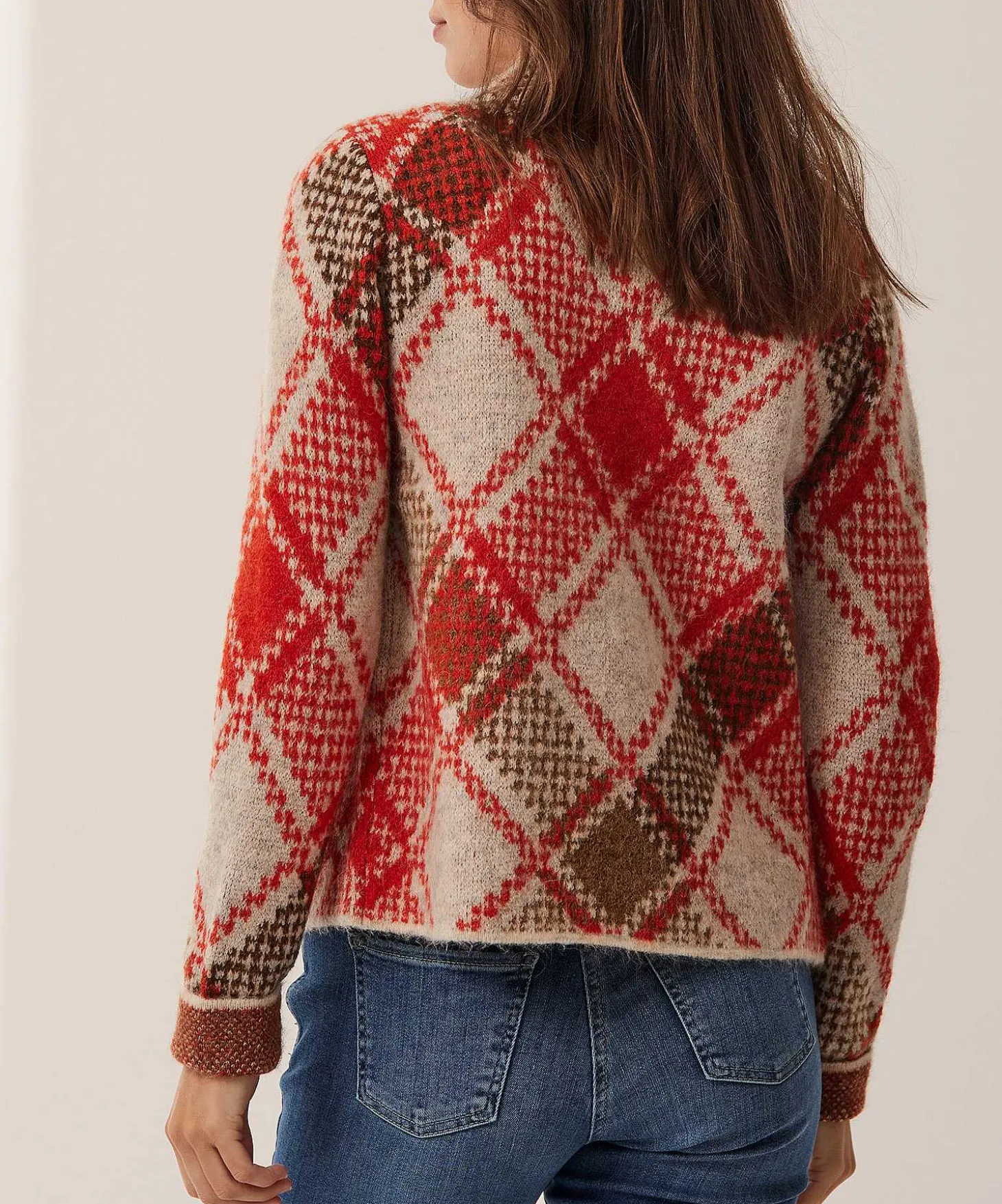 Cardigan Giulia E Tu Mezcla De Lana Fancy Argyle