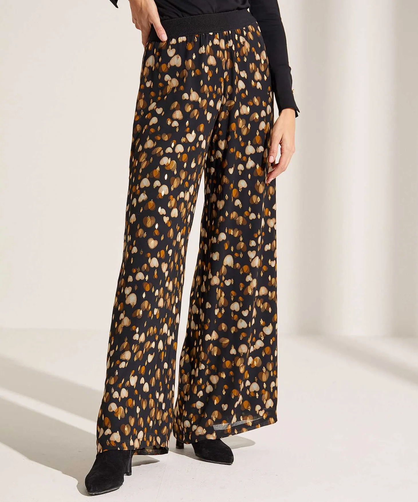 Caroline Biss Pantalones Anchos Corazones Lurex