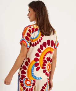Caroline Biss Top Estampado Etnico