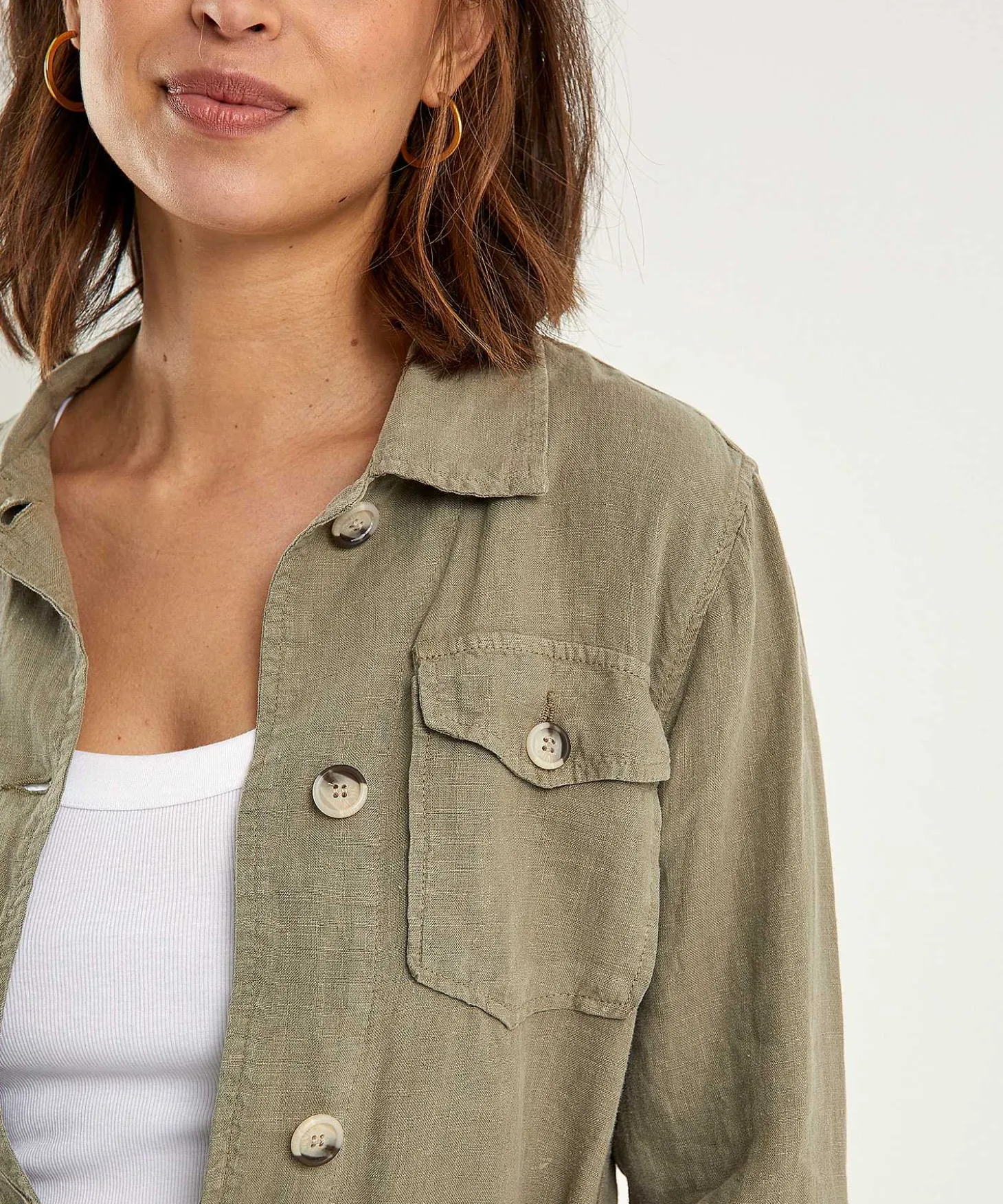 Chaqueta Estilo Camisa Safari De Lino Giulia E Tu