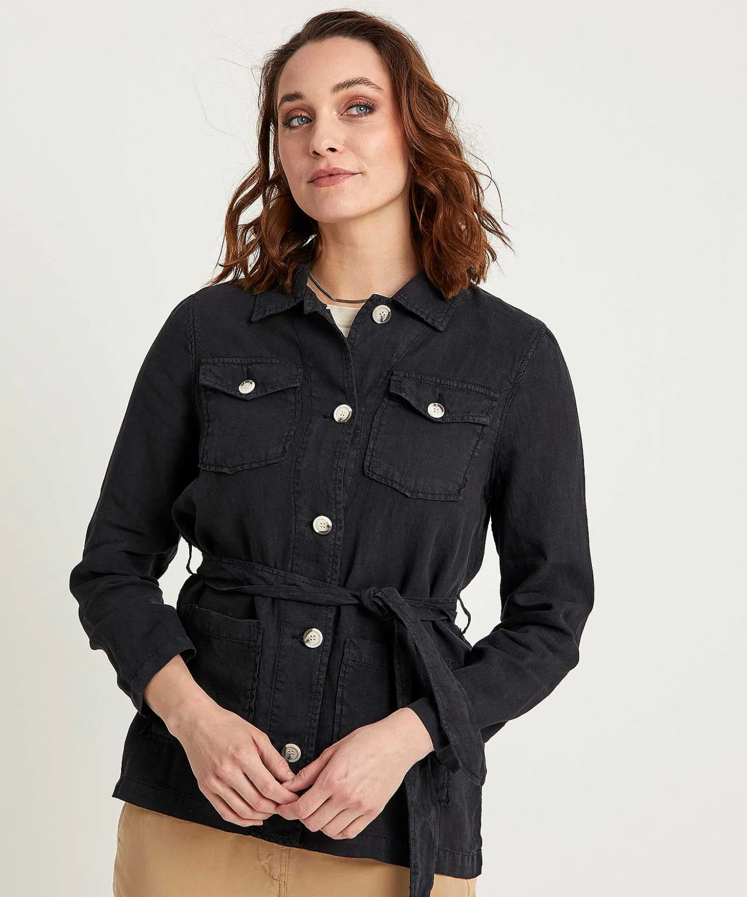 Chaqueta Estilo Camisa Safari De Lino Giulia E Tu