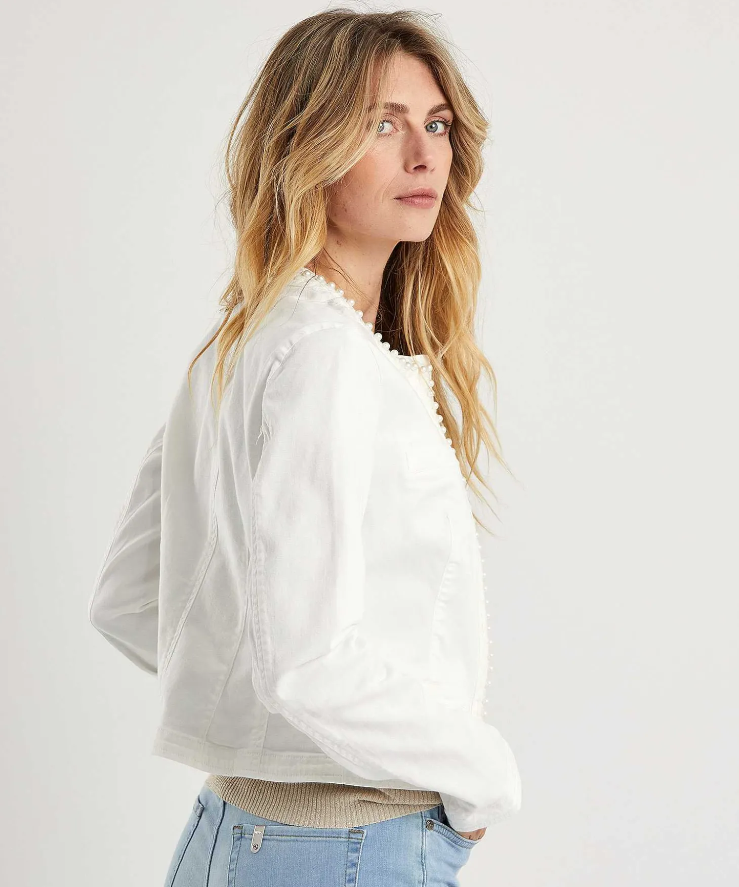 Chaqueta Vaquera Con Perlas De Liu Jo