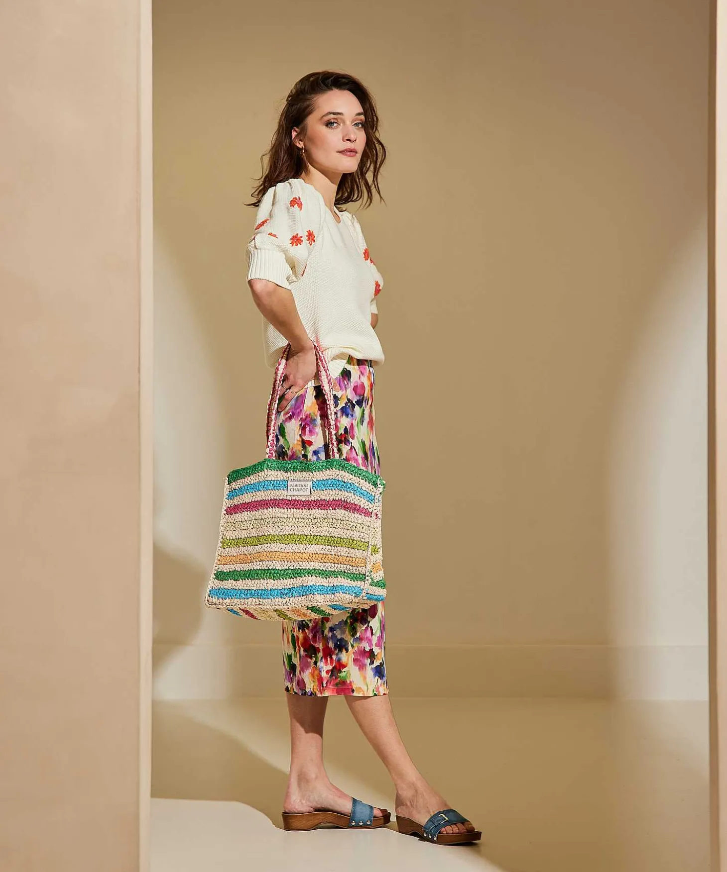 Fabienne Chapot Bolso Rafia Multicolor Naomi