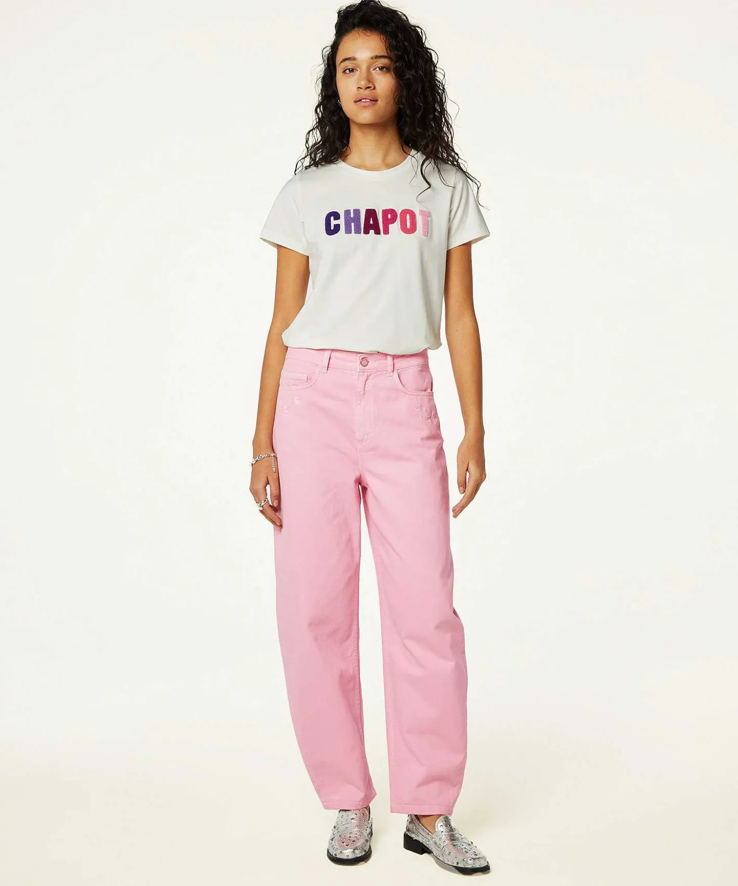 Fabienne Chapot Camiseta Rizo Letras Aplicadas