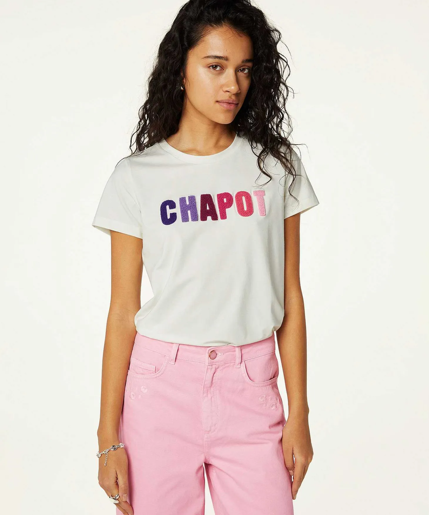 Fabienne Chapot Camiseta Rizo Letras Aplicadas