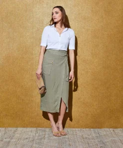 Falda Cruzada Estilo Cargo De Lino Giulia E Tu